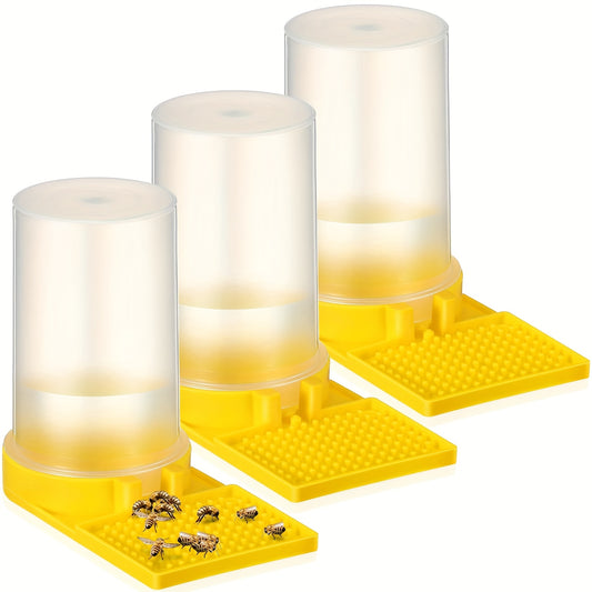 3 Pack Yellow Bee Water Feeder with Ant Proof Hexagonal Base