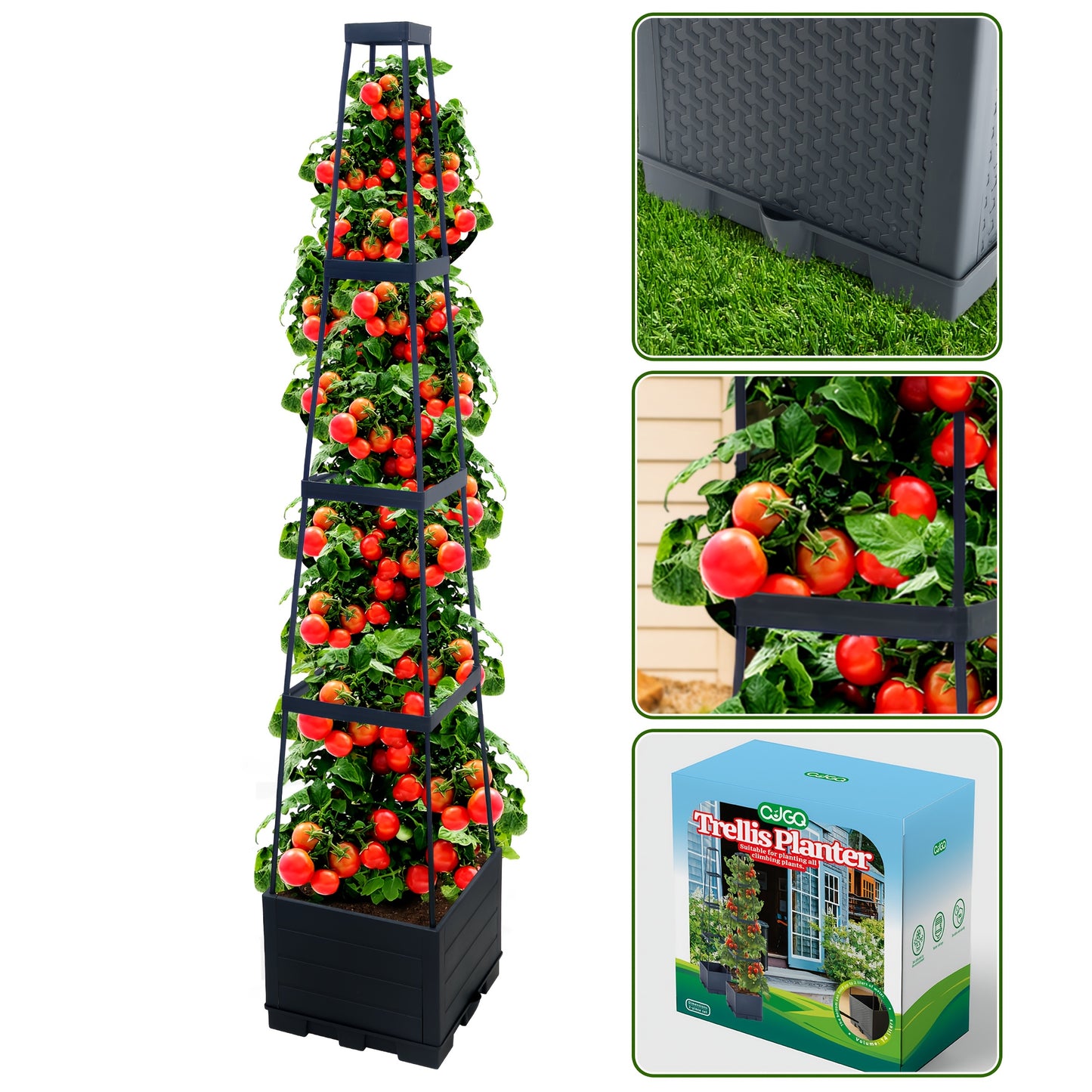 Two Pack Tomato Planting Boxes Indoor Outdoor Grid Cage