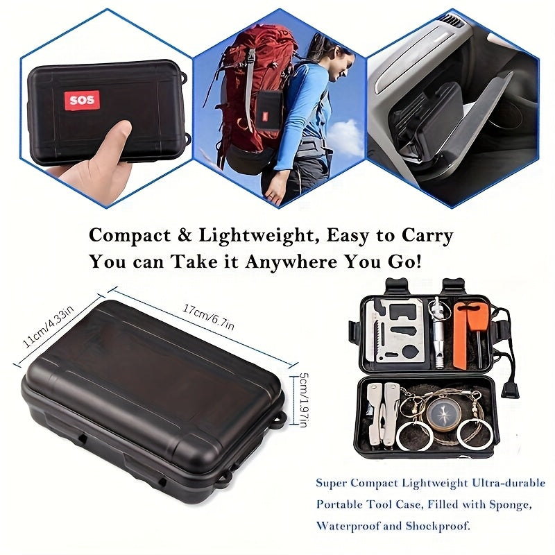 Outdoor Survival Kit 8 In 1 Camping Gear With Paracord