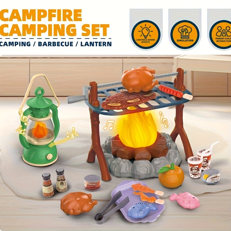 Kids Camping Toy Set 28 Items Authentic Campfire Lantern