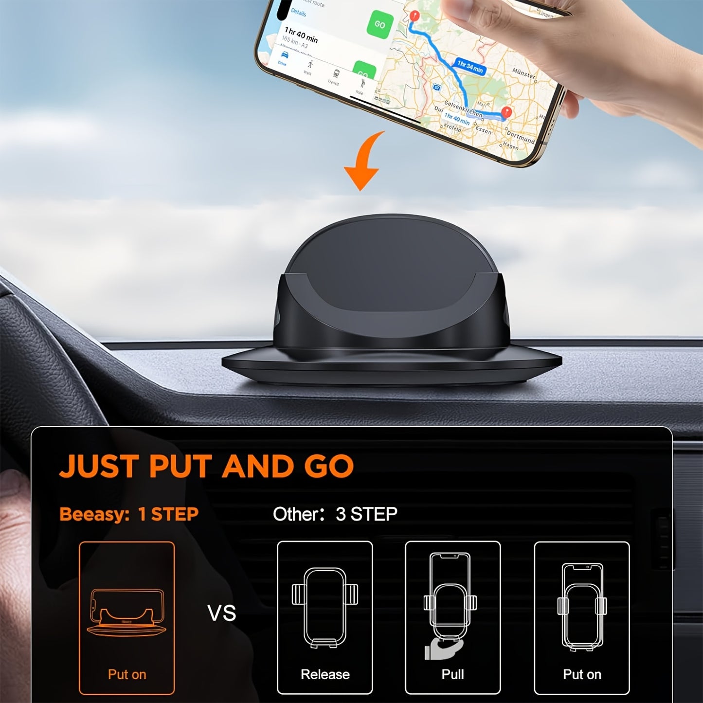 360 Degree Car Phone Holder With Suction Mount For Dash