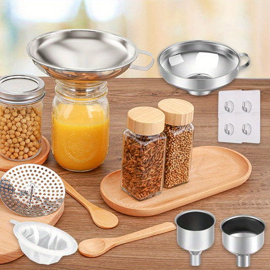 Heavy Duty Stainless Steel Funnel Set For Mason Jars 10Pc