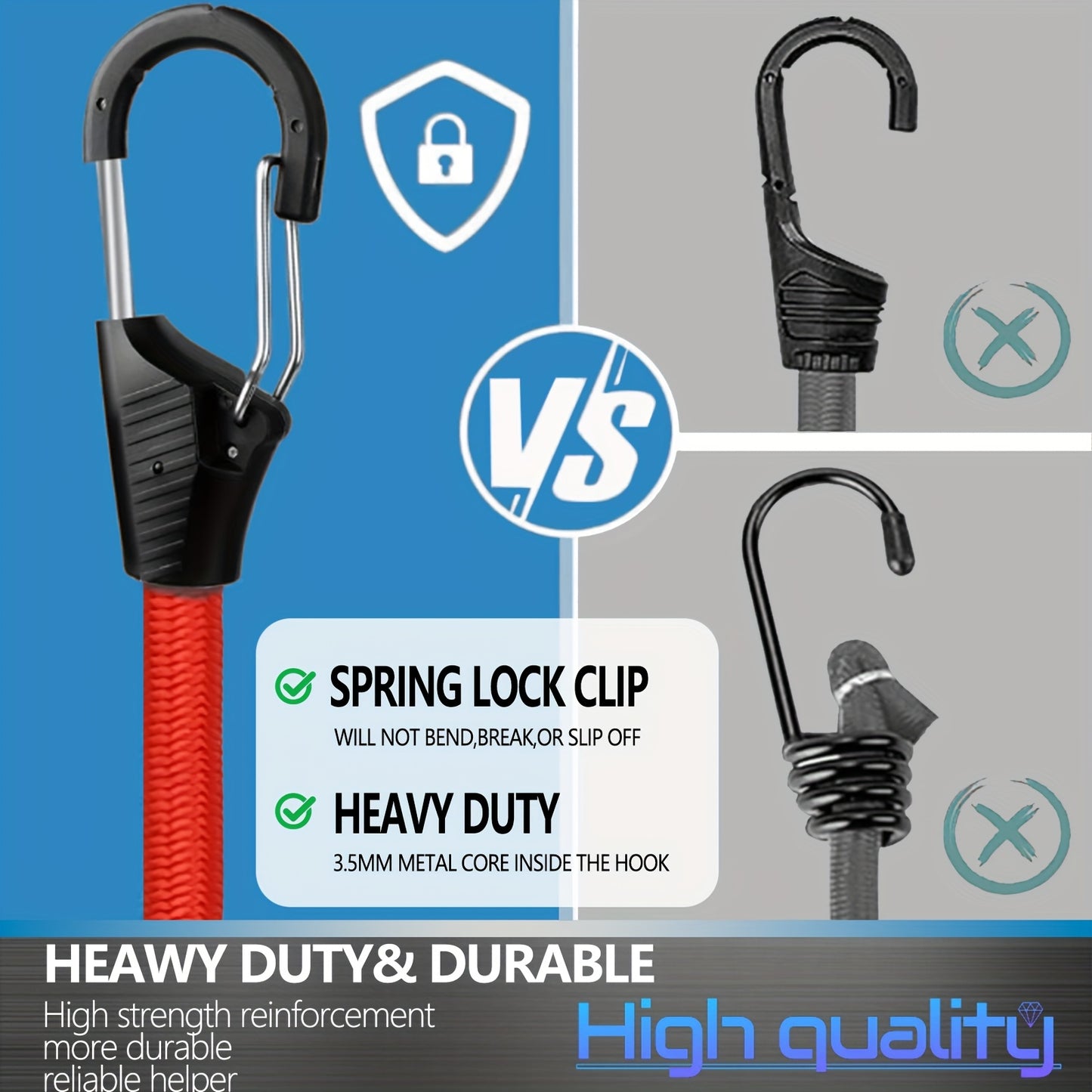 38pcs Premium Elastic Cords With Hooks, Includes 18", 20", 32", 40"