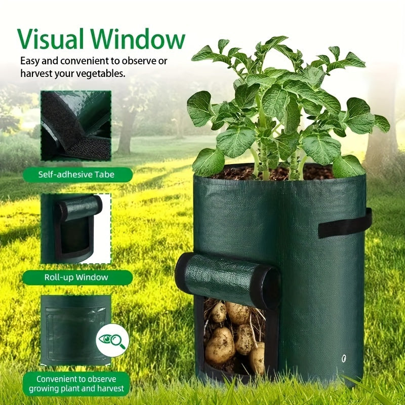 5 Packs 10 Gallon Breathable Fabric Grow Bags Aeration Potato Planters with Access Flap Sturdy Handles Lightweight Design Ideal for Indoor and Outdoor Gardening of Tomatoes Carrots Fruits and Vegetables