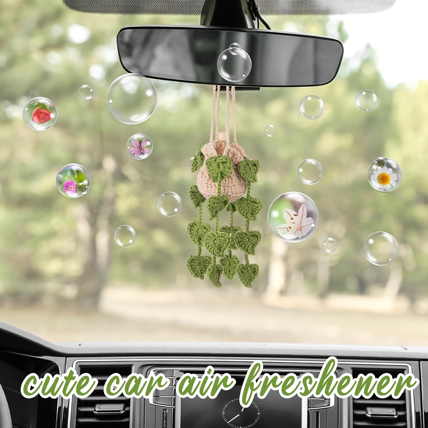 Handmade Crocheted Hanging Car Pothos Plant Diffuser Bottle