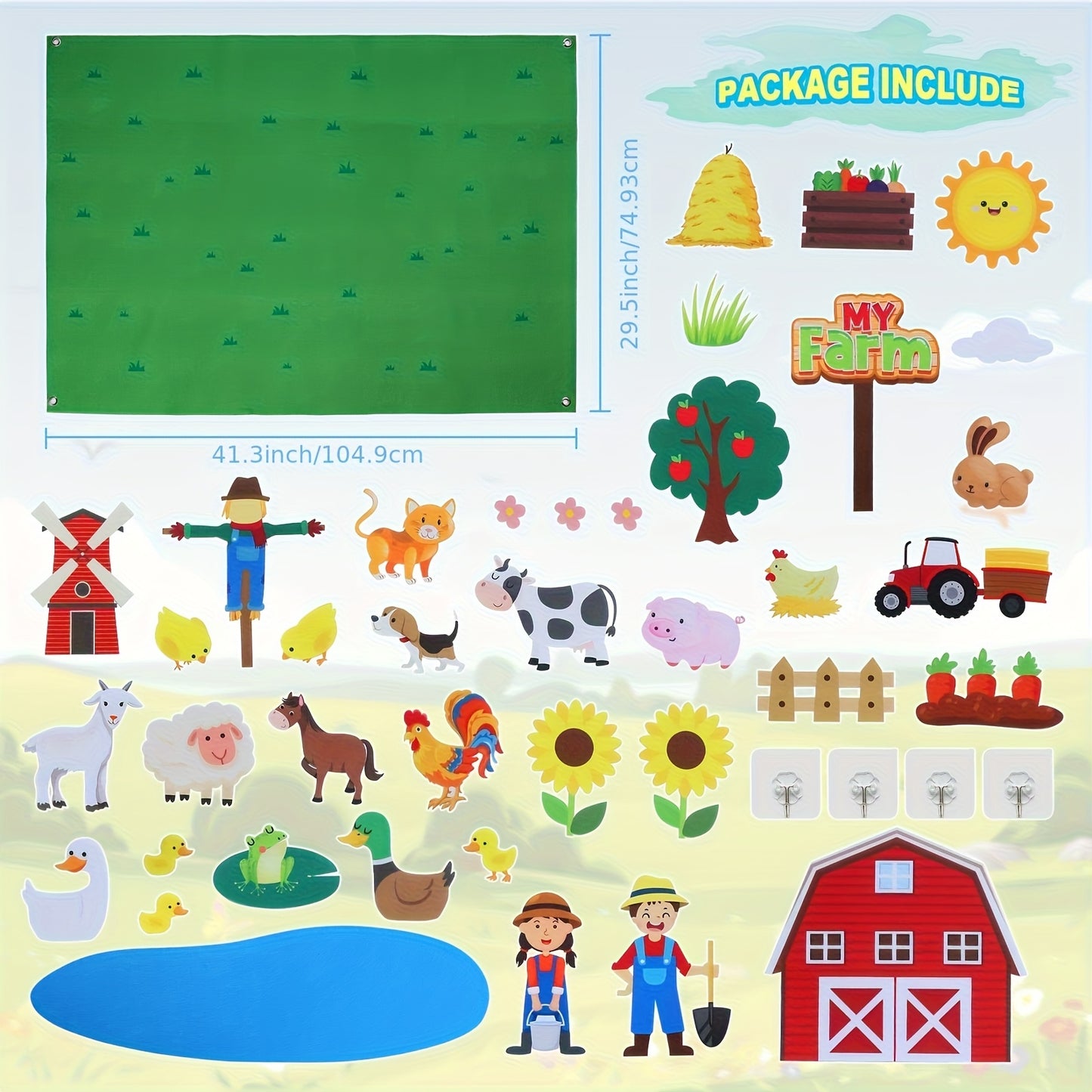 Farm Animals Felt Story Board Set for Toddler Learning Fun