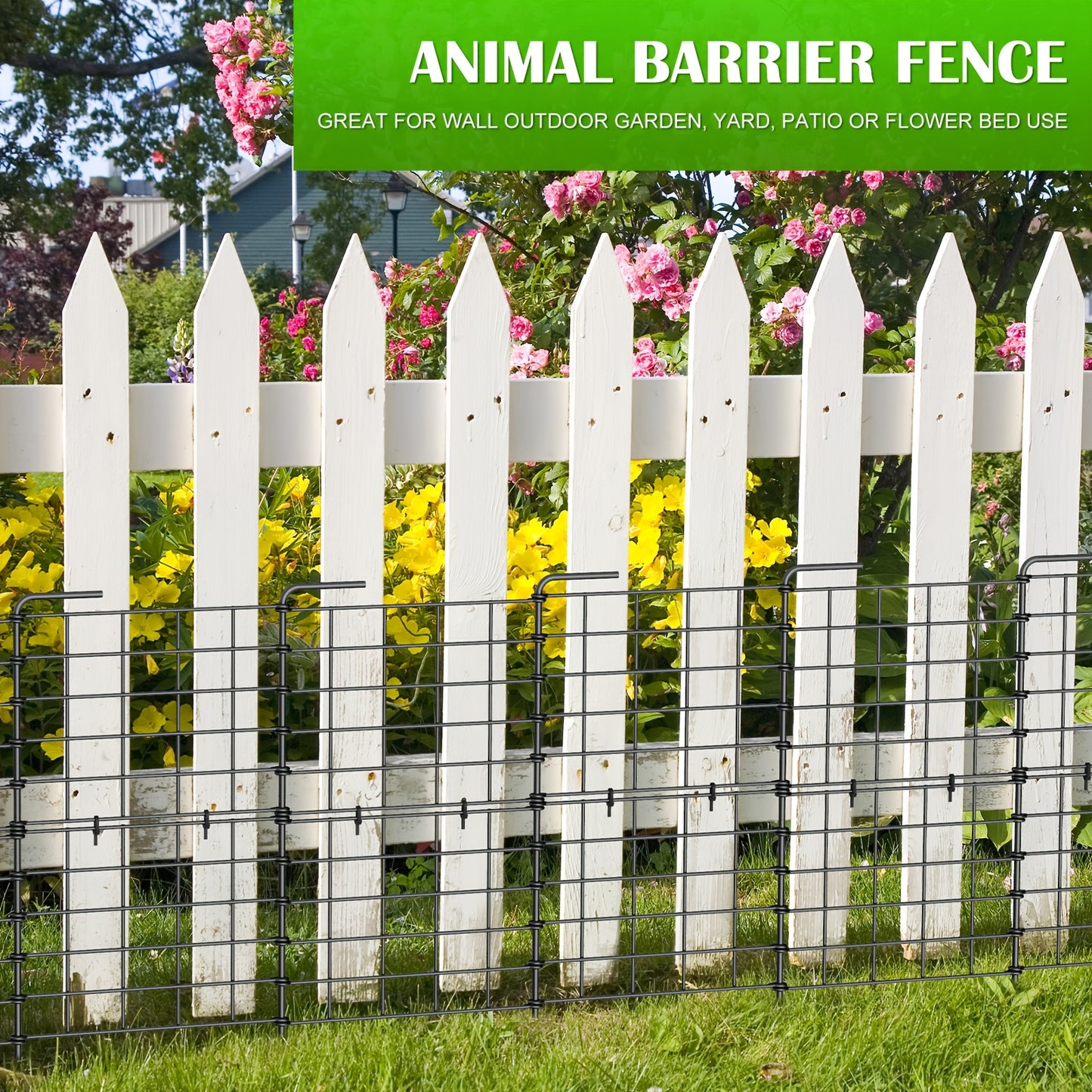 16 Pack Decorative Garden Fence Panels Black Rustproof Metal