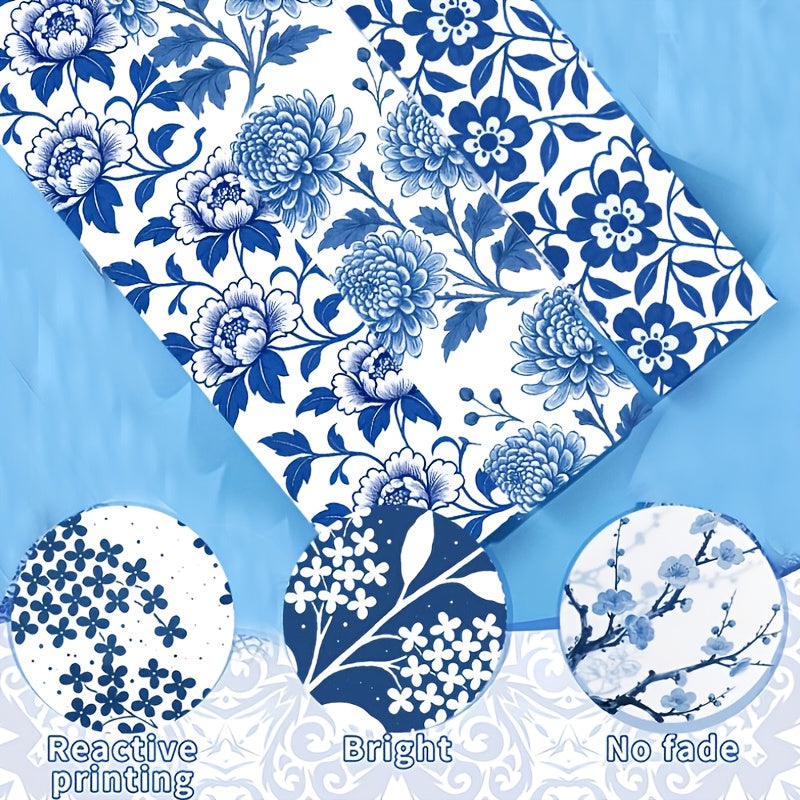 Chinoiserie Blue and White Jelly Fabric Rolls for Quilting