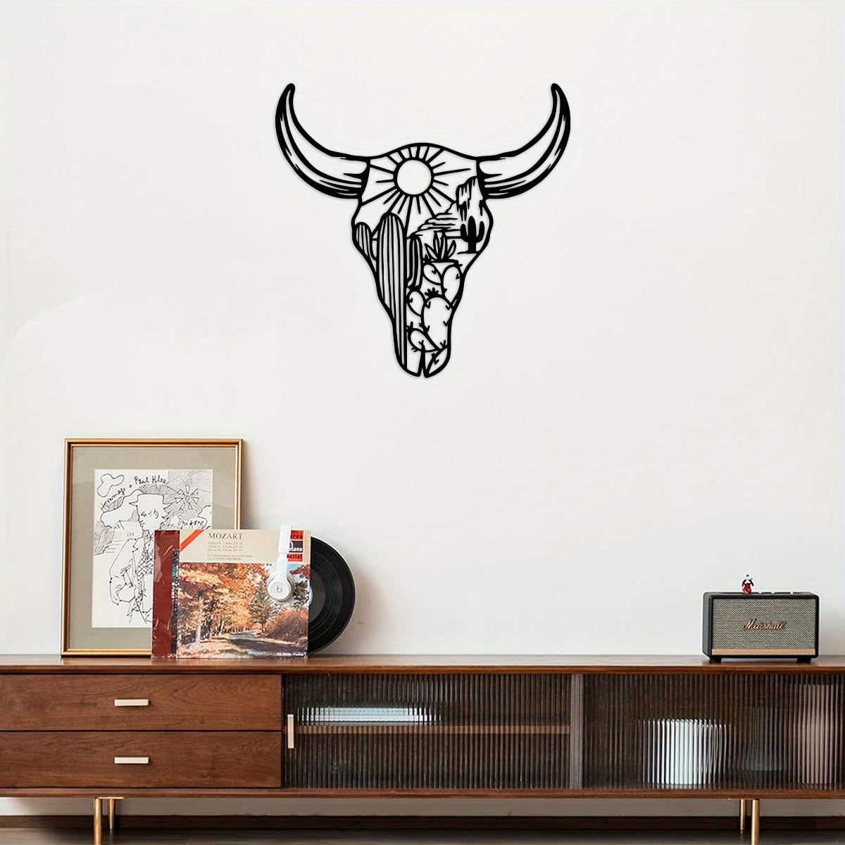 Metal Western Cow Skull Wall Art Decor for Rustic Home