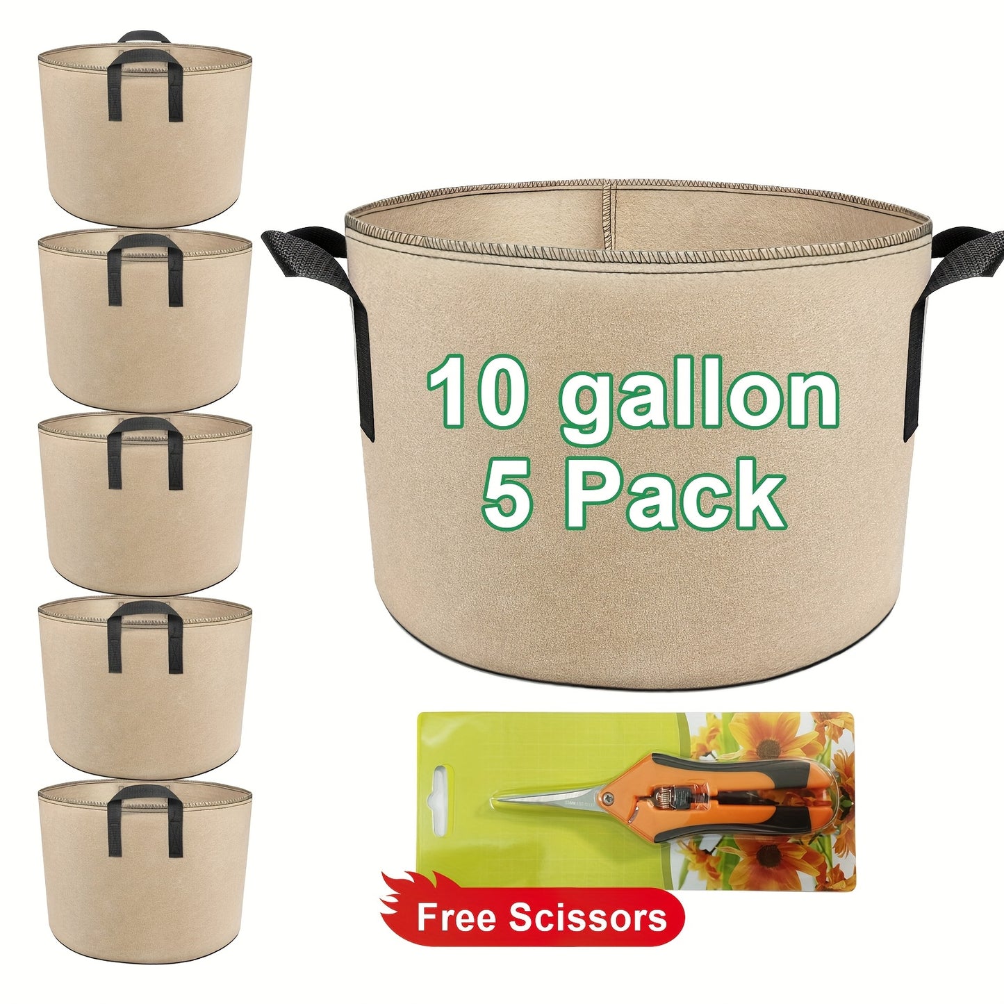 Thickened Non Woven Grow Bags With Scissors For Indoor Outdoor Use