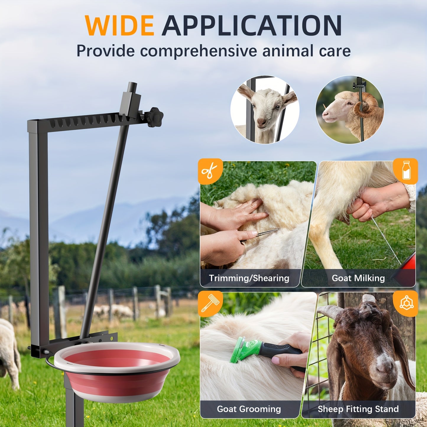 Heavy Duty Goat Milking Stand With Feed Bin 600 LB Capacity