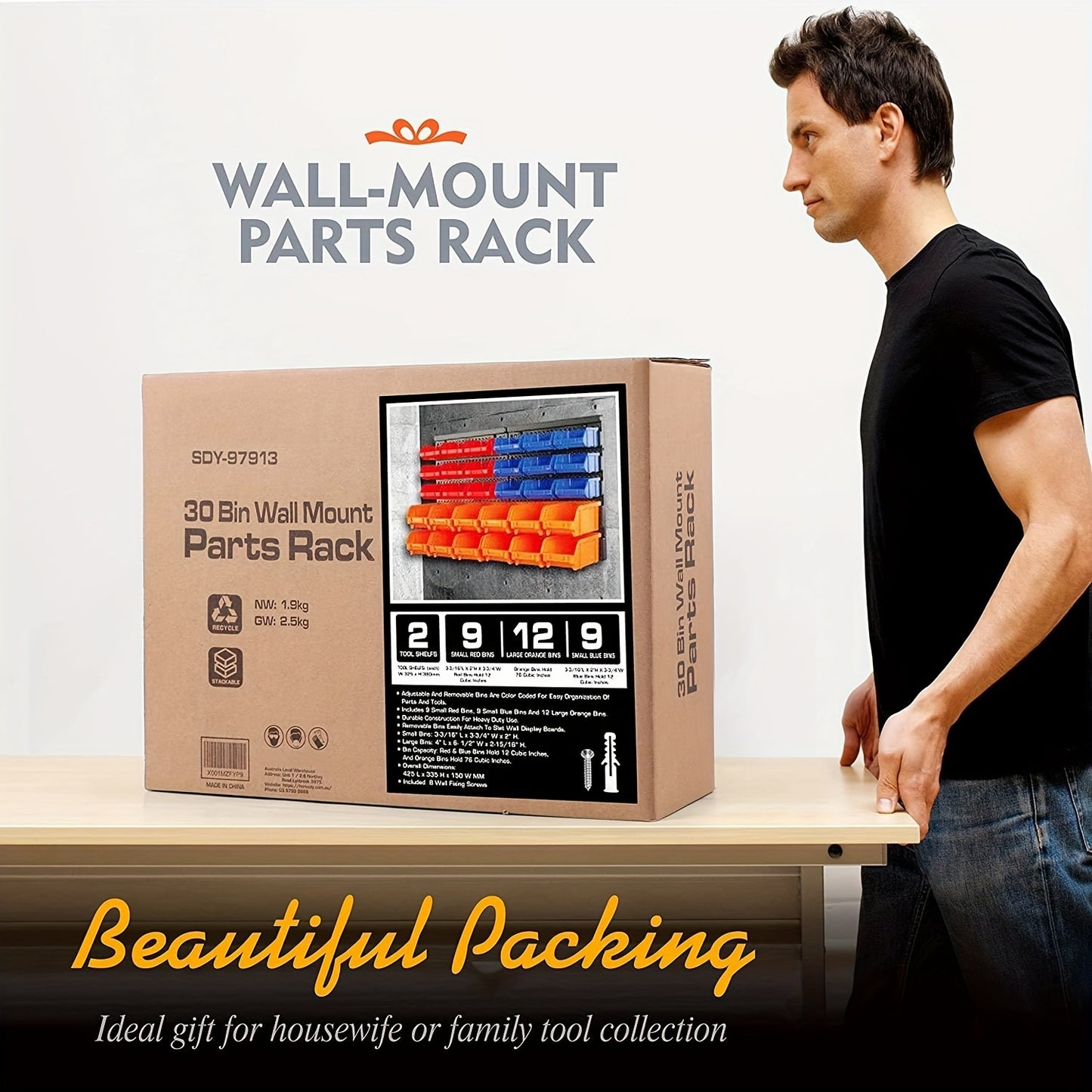 30 Piece Heavy Duty Wall Mounted Storage Rack Organizer