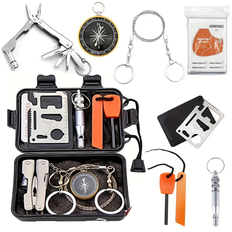 Outdoor Survival Kit 8 In 1 Camping Gear With Paracord