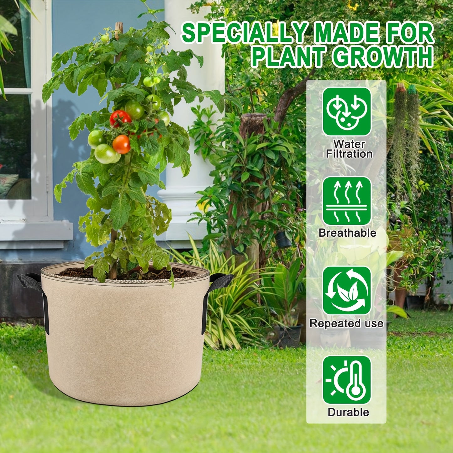 Thickened Non Woven Grow Bags With Scissors For Indoor Outdoor Use