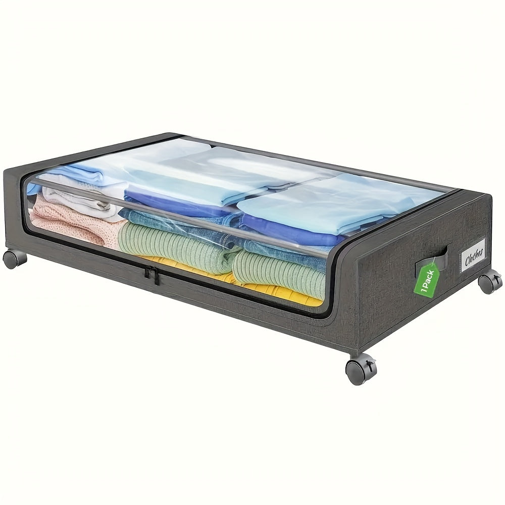 Large Capacity Under Bed Storage Bins with Wheels and Clear Lid