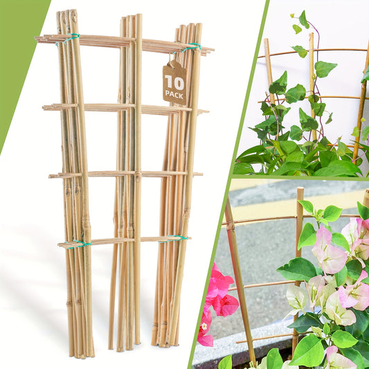 5 or 10 Pack Bamboo Trellis for Climbing Plants 16 Inch Natural Garden Fan Shaped Plant Support Bracket Suitable for Potted Plant Decoration