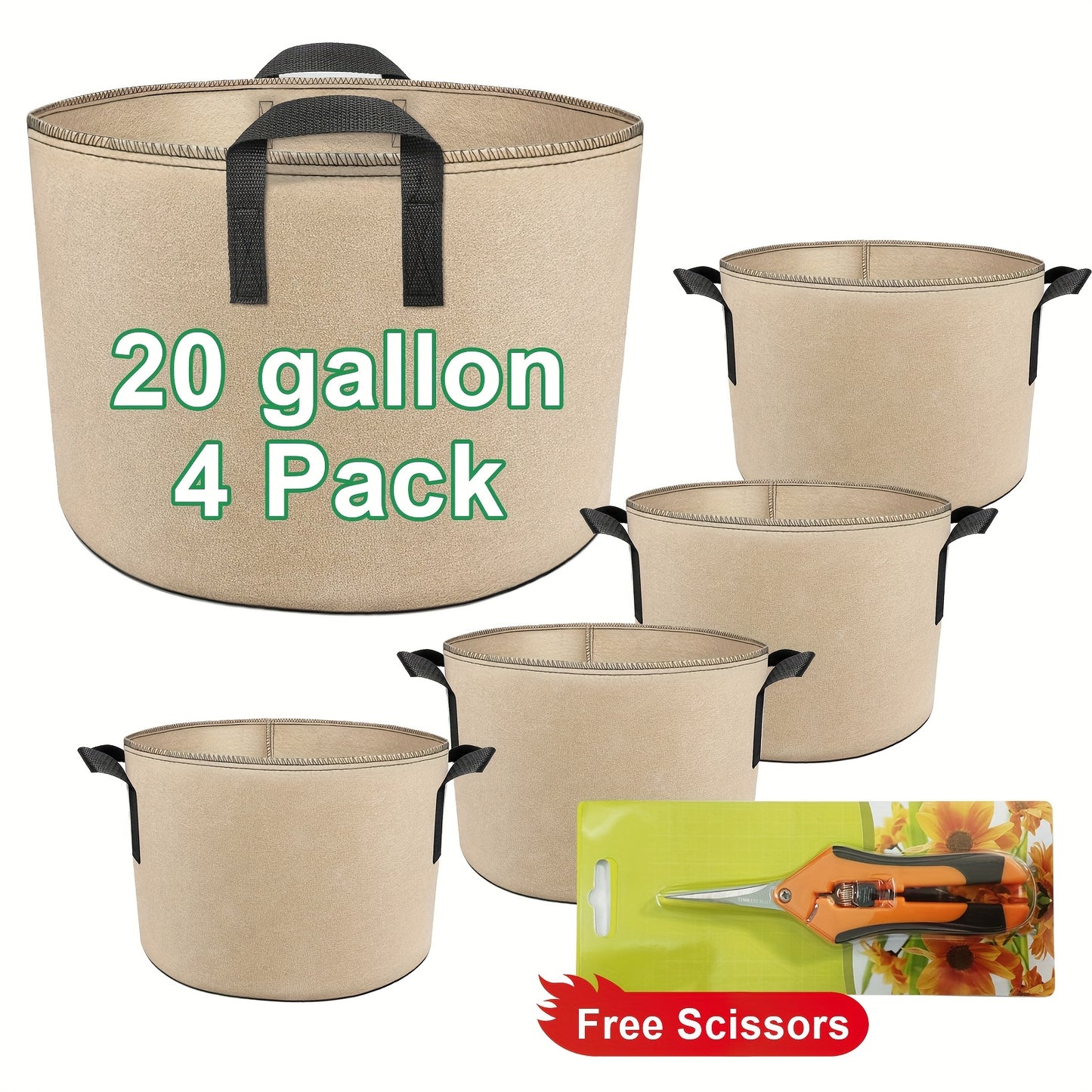 Thickened Non Woven Grow Bags With Scissors For Indoor Outdoor Use