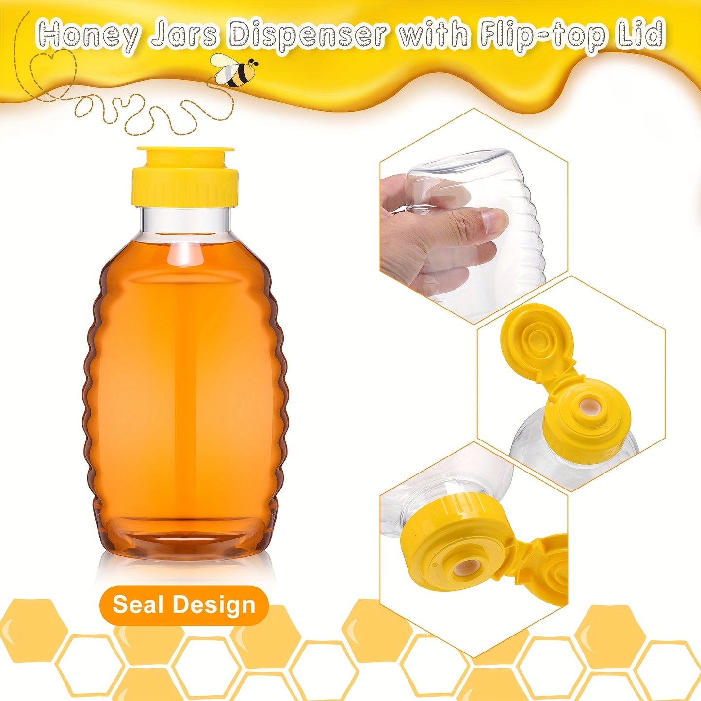 24 Pack Clear Plastic Honey Squeeze Bottles with Flip Top Lids