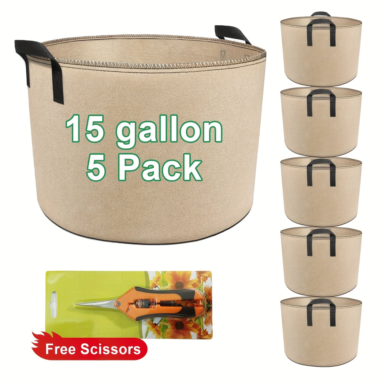 Thickened Non Woven Grow Bags With Scissors For Indoor Outdoor Use