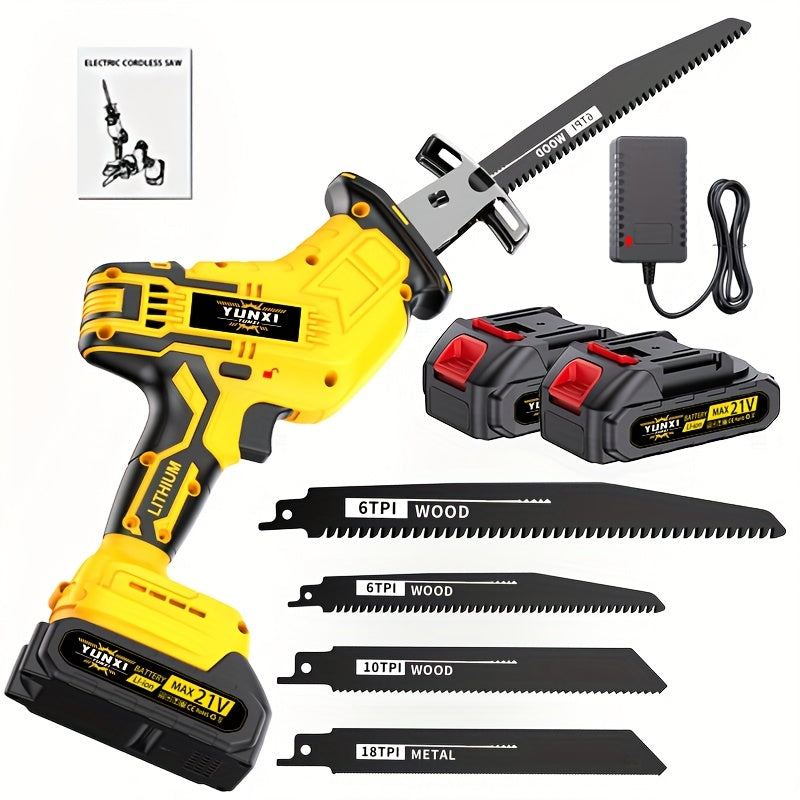 Wireless Rotary and Reciprocating Saw Set with Blades and Charger