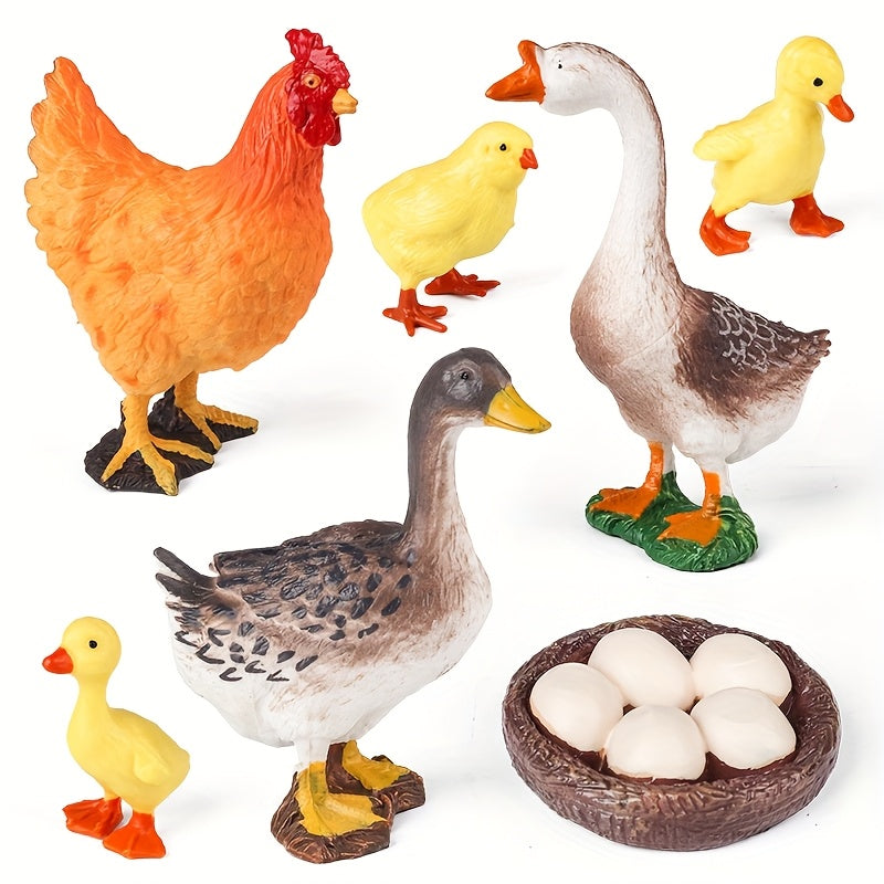 Farm Life Figurine Set with Chickens Ducks and Geese Decor