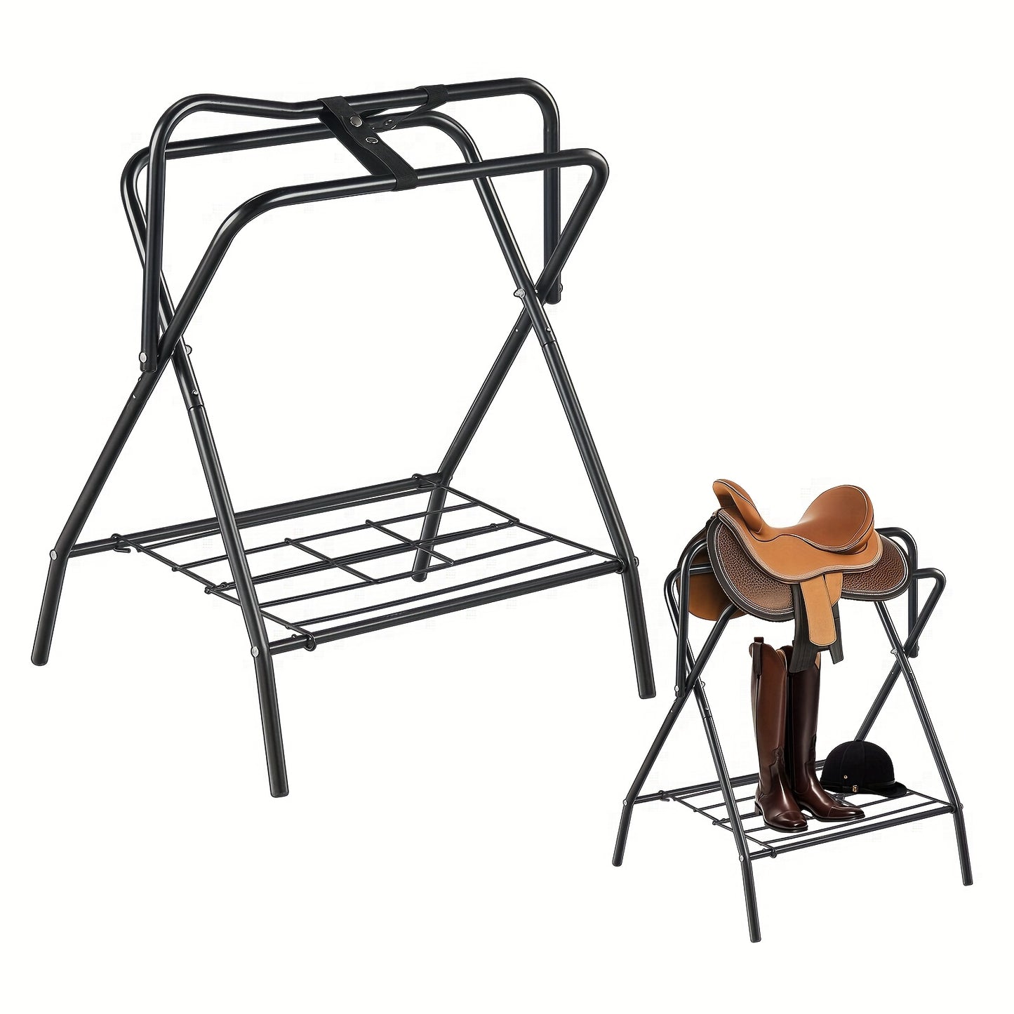 Happybuy Folding Saddle Rack Freestanding Horse Stand Black