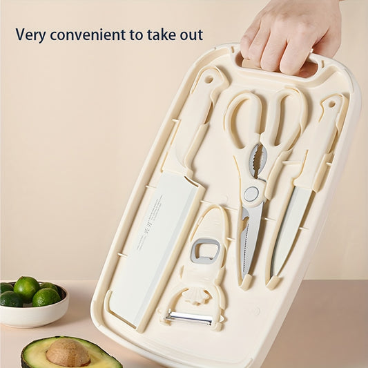 Portable Kitchen Knife Set With Chopping Board For Camping