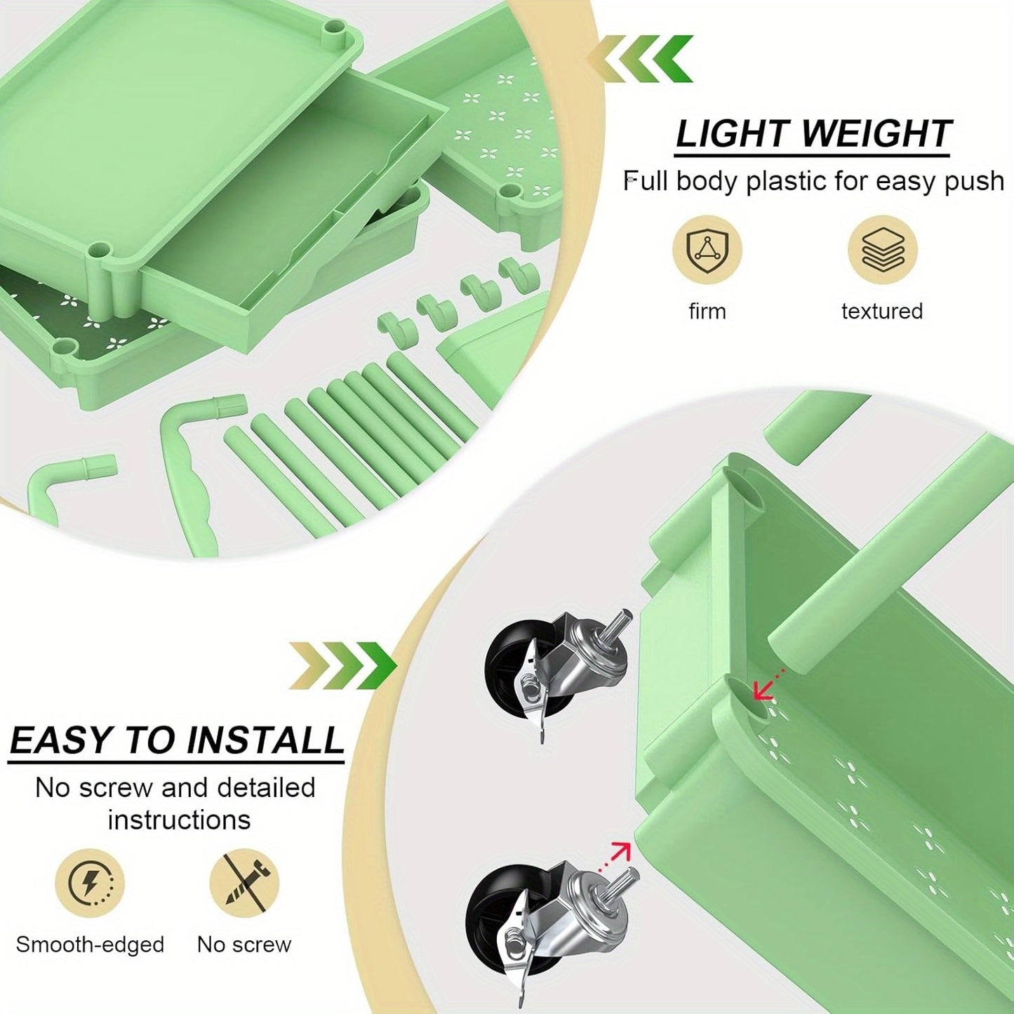 Multi-Functional Rolling Storage Cart with Removable Drawers