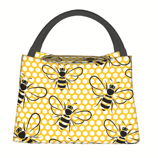 Bee Pattern Insulated Lunch Bag Portable Cooler Tote Gift