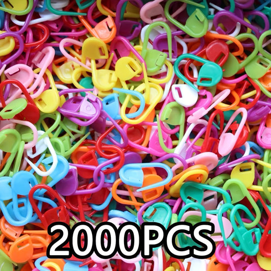 2000 Pieces Pack Assorted Colors Plastic Stitch Markers for Knitting and Crochet Durable Locking Safety Pins Multicolor Craft Accessories