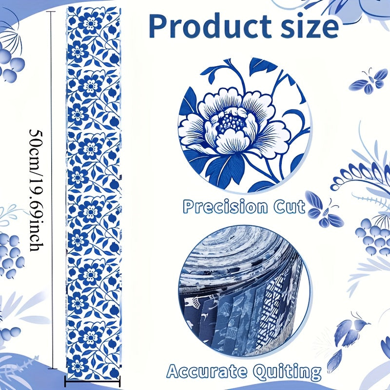 Chinoiserie Blue and White Jelly Fabric Rolls for Quilting