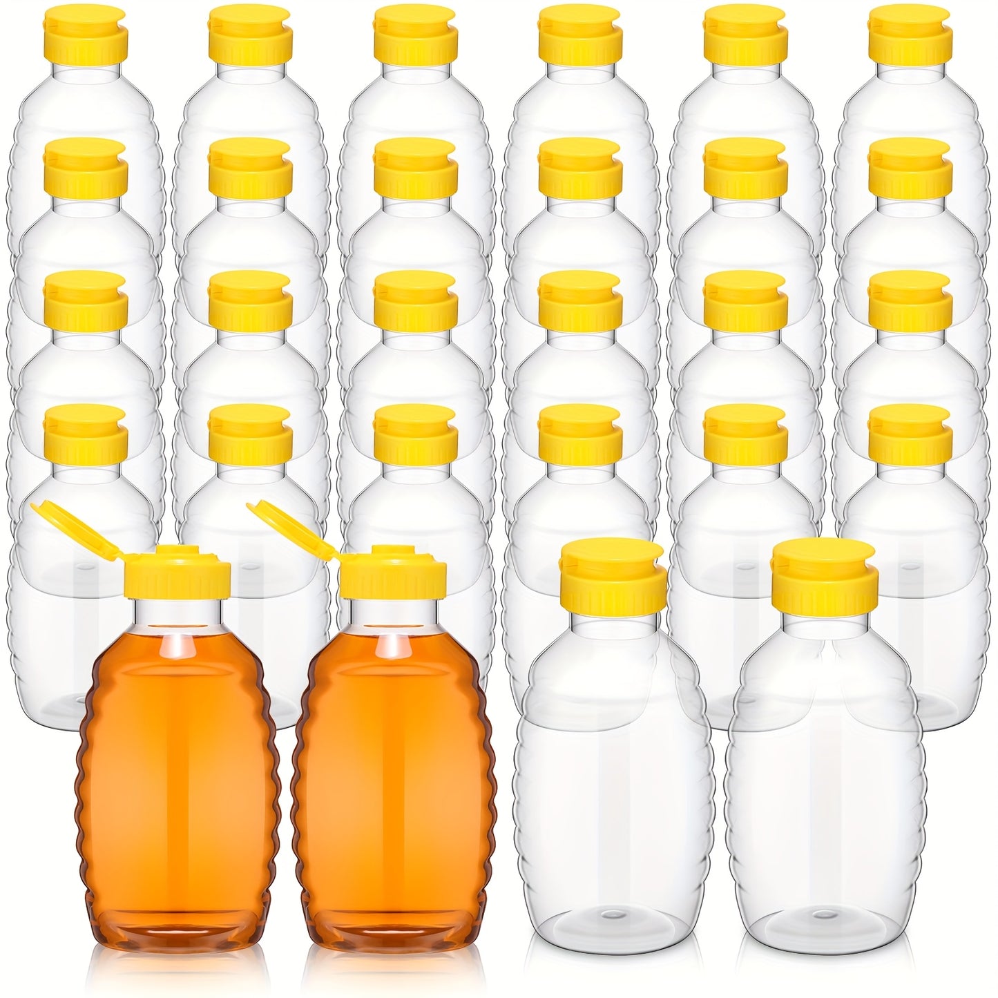 24 Pack Clear Plastic Honey Squeeze Bottles with Flip Top Lids