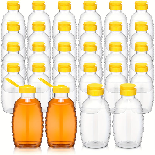 24 Pack Clear Plastic Honey Squeeze Bottles with Flip Top Lids