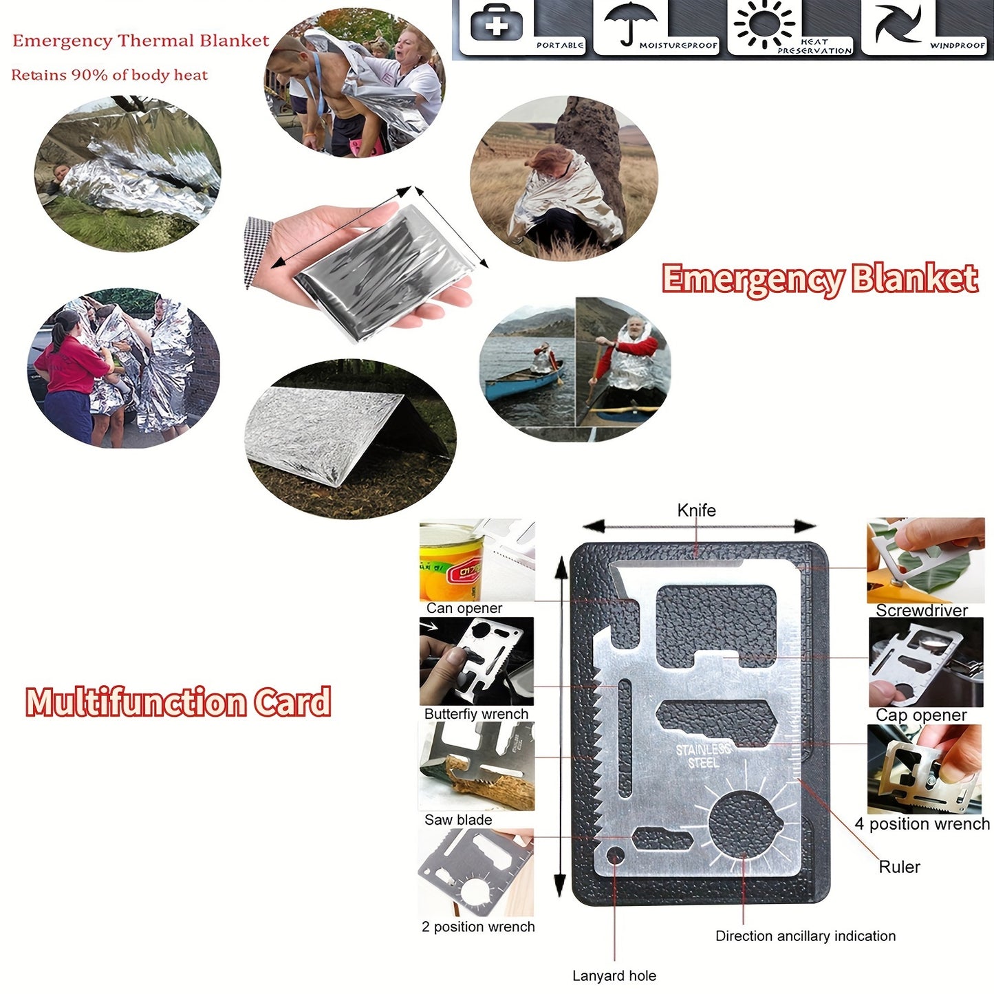 Emergency Survival Kit with Gear Tools and Survival Bracelet
