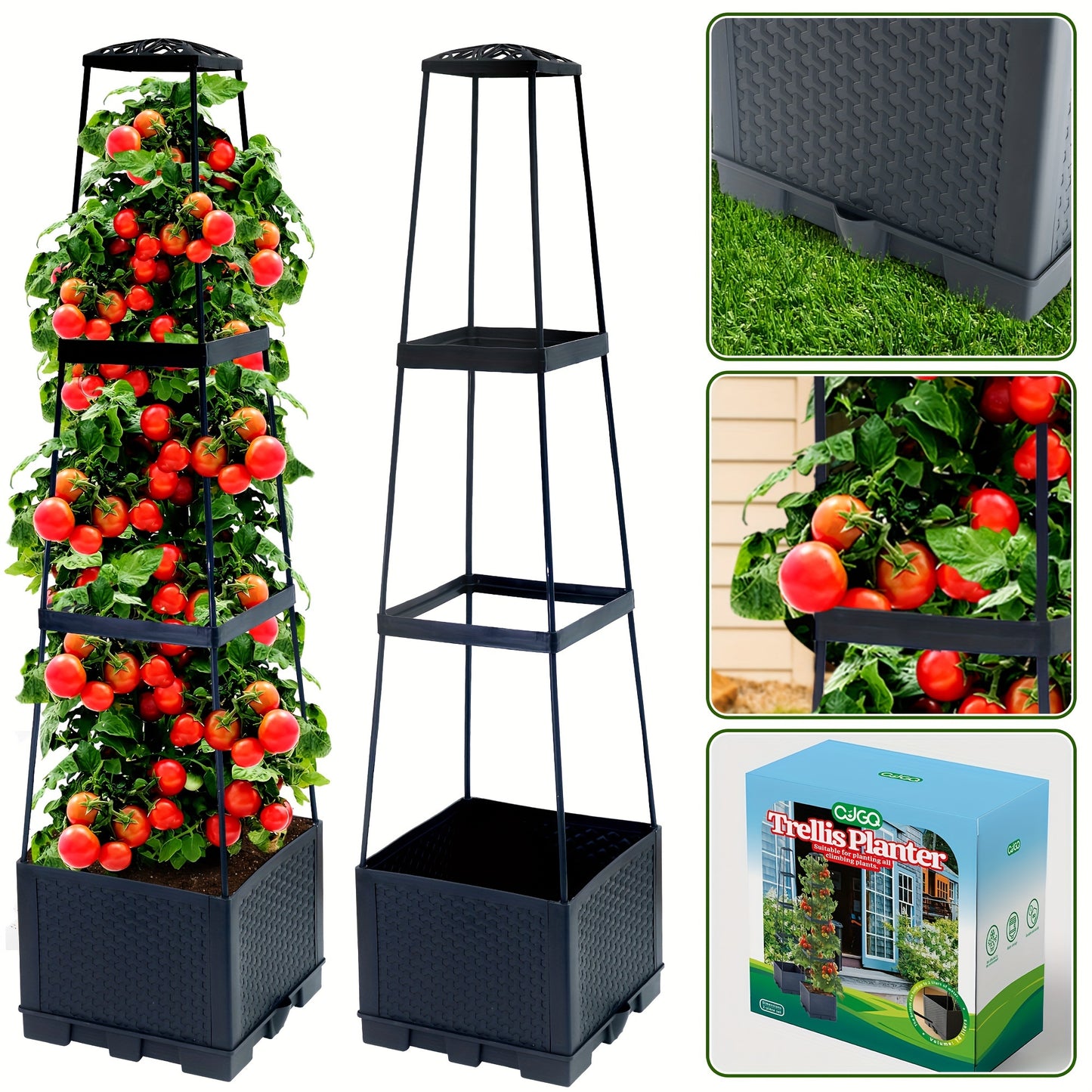 Two Pack Tomato Planting Boxes Indoor Outdoor Grid Cage