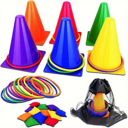 Colorful Ice Cream Cone Ring Toss Game Set For Sensory Toy