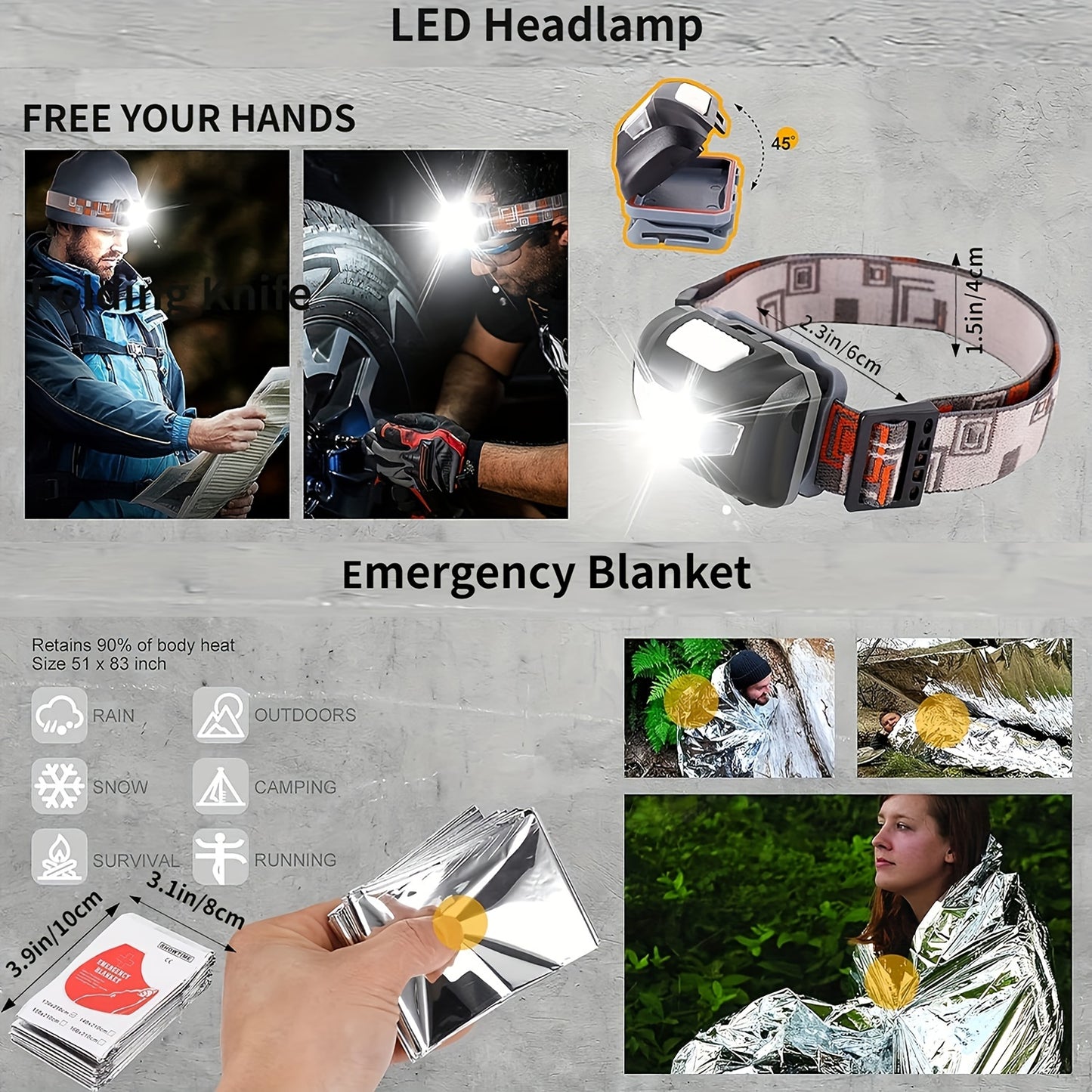 Emergency Survival Kit with Gear Tools and Survival Bracelet