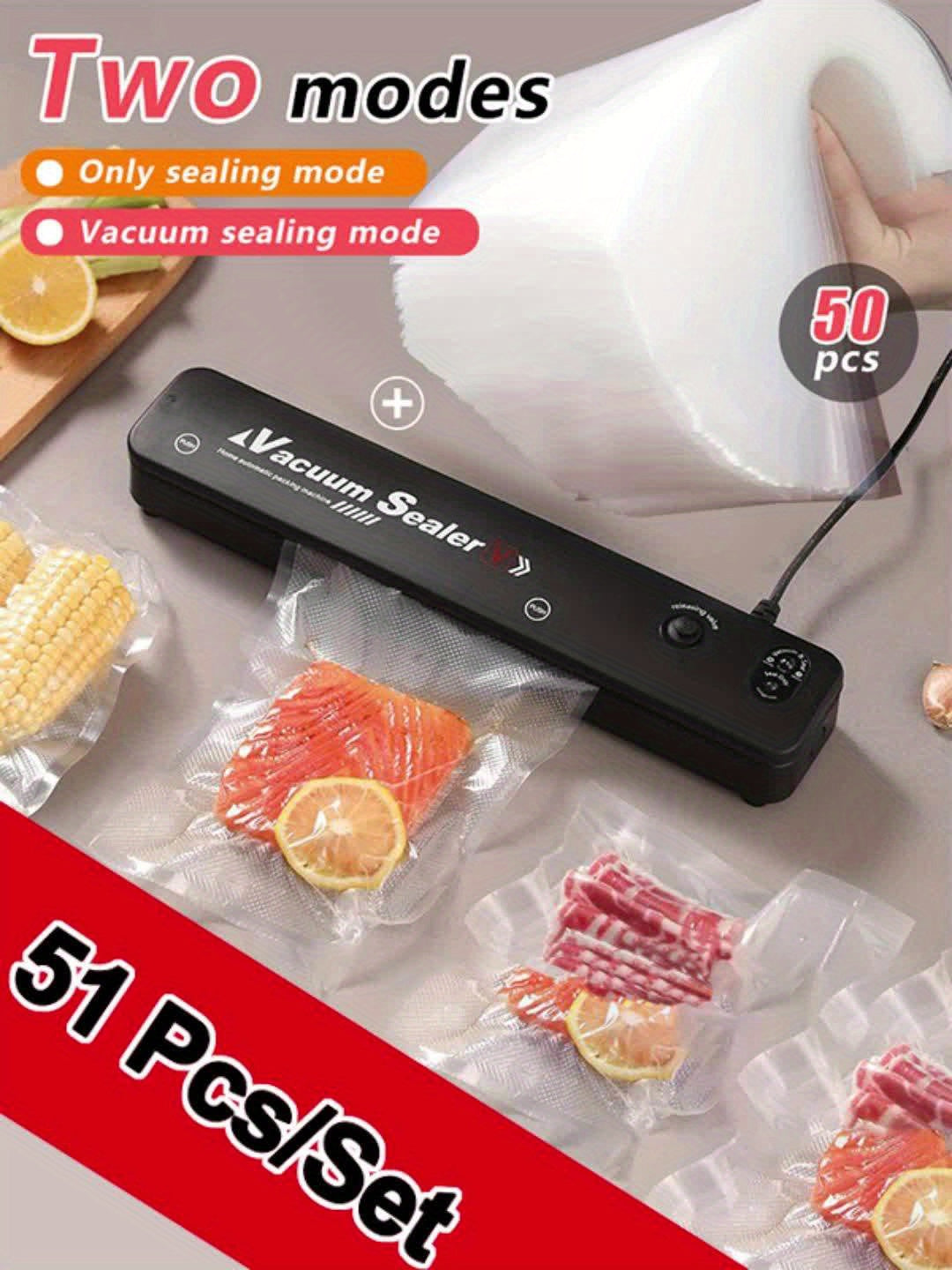 2 In 1 Vacuum Sealer With 50 Bags For Fresh Food Storage