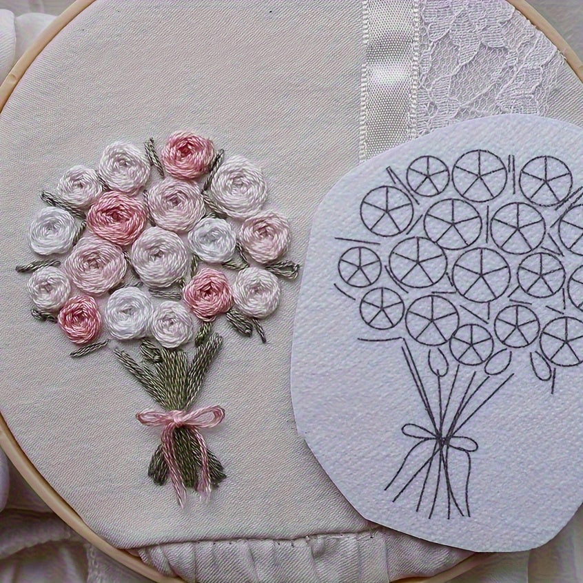 9Pcs Flower Embroidery Patches Water Soluble Self Adhesive