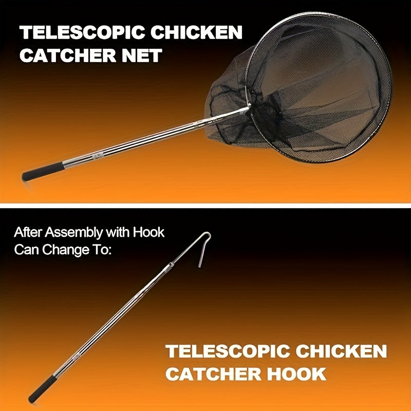 Stainless Steel Extendable Chicken Catcher with Fine Mesh Net