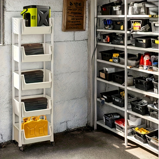 5-Tier Rolling Storage Cart Lightweight Mobile Organizer Shelf