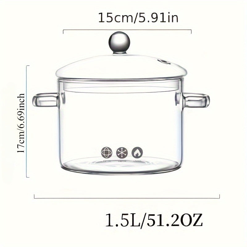 Rust Resistant Clear Glass Pot With Lid For Open Flame