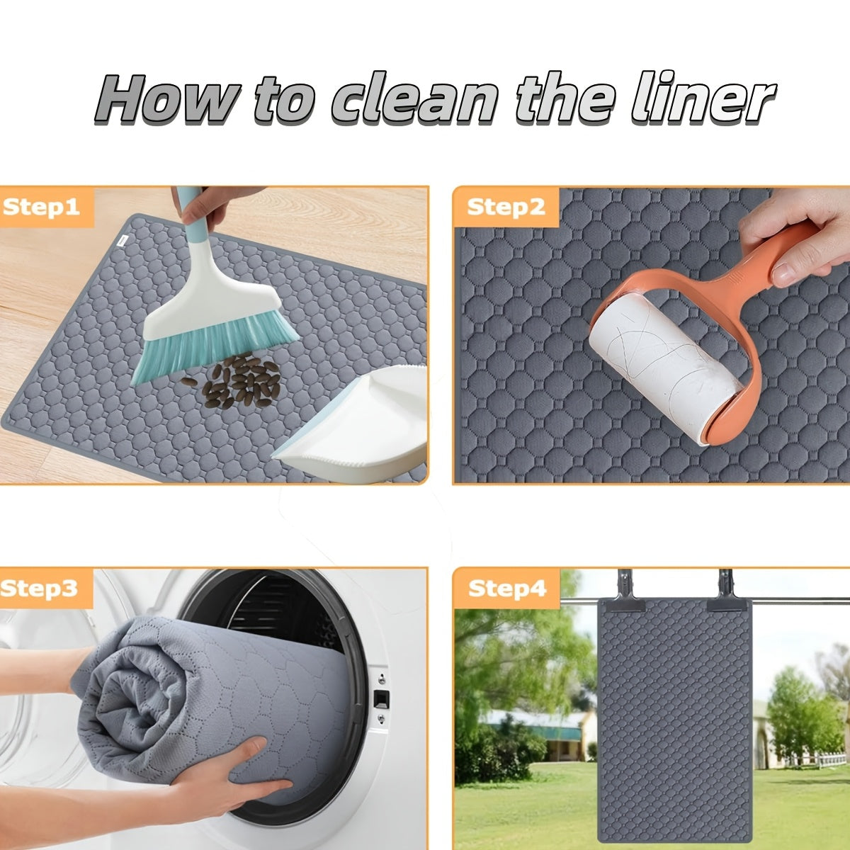Washable Guinea Pig Cage Liners 2pcs Hexagonal Gray Pads
