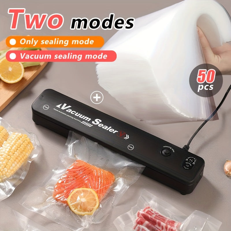 2 In 1 Vacuum Sealer With 50 Bags For Fresh Food Storage