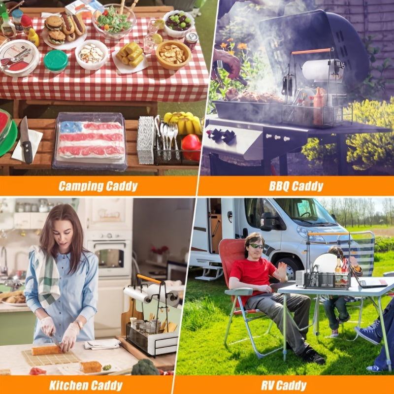 Large Capacity Utensil Caddy With Handle For Bbq And Picnic