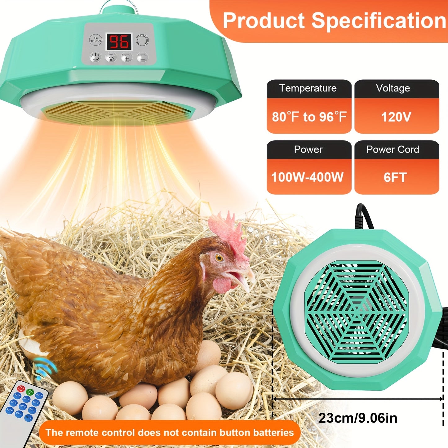 Chick Brooder Heater With Digital Display Remote Control