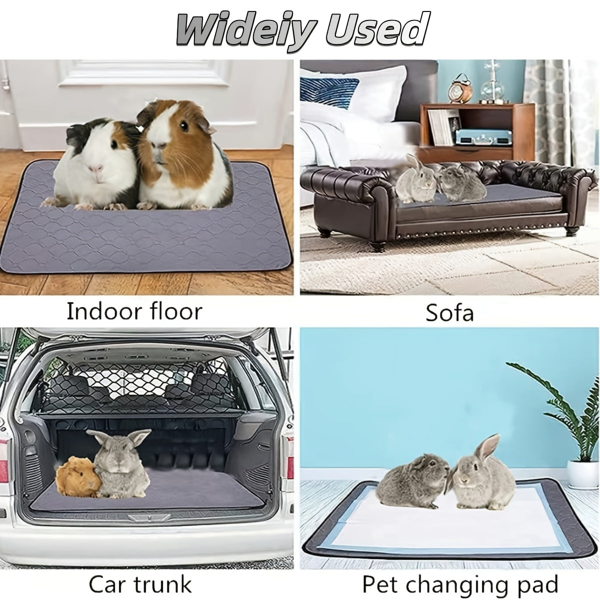 Washable Guinea Pig Cage Liners 2pcs Hexagonal Gray Pads