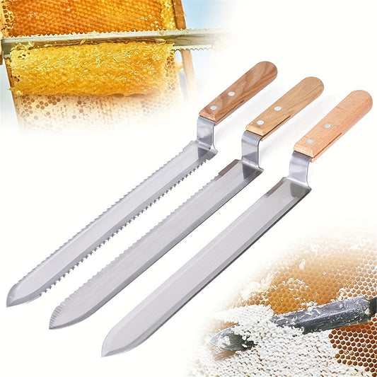 Three Piece Stainless Steel Beekeeping Tool Set with Knife