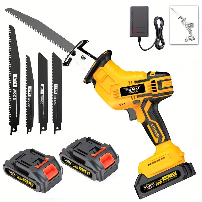 Wireless Rotary and Reciprocating Saw Set with Blades and Charger