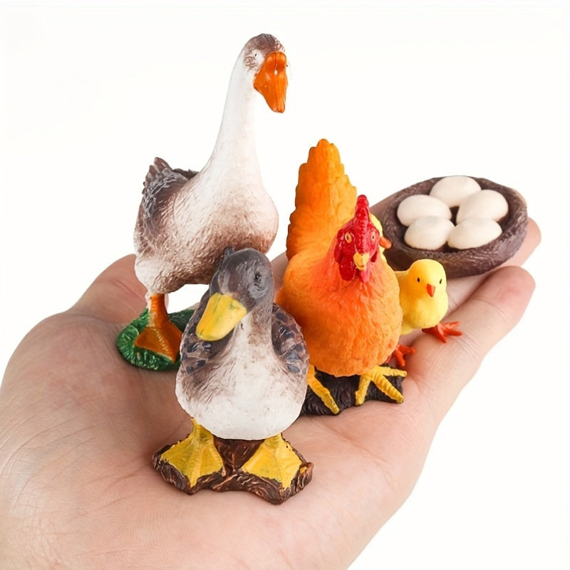 Farm Life Figurine Set with Chickens Ducks and Geese Decor